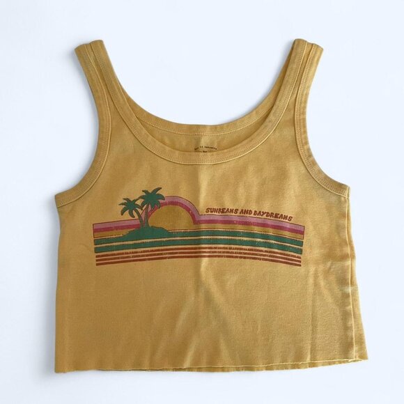 Billabong Sunset Dreams Crop Top Women’s M Yellow Sleeveless Beach Surf - Picture 1 of 6